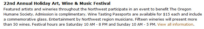 The 22nd Annual Wine, Arts and Music Festival at the Resort at the Mountain in Welches Oregon