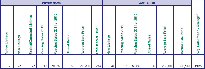 Listing and Sales chart for January 2011