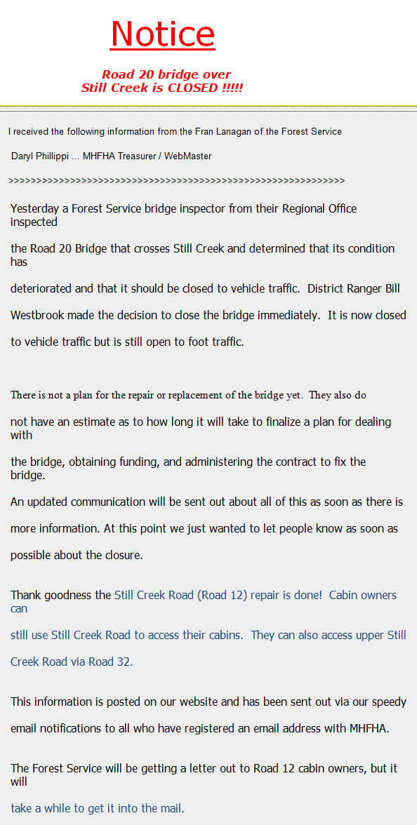 Still Creek Bridge is Closed