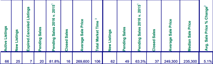 Mt. Hood Real Estate Sales Statistics for March 2016