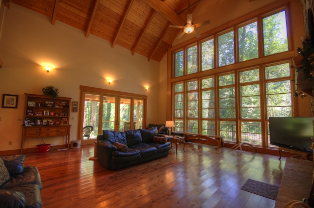 High Vaulted Ceilings in this Salmon Riverfront Home