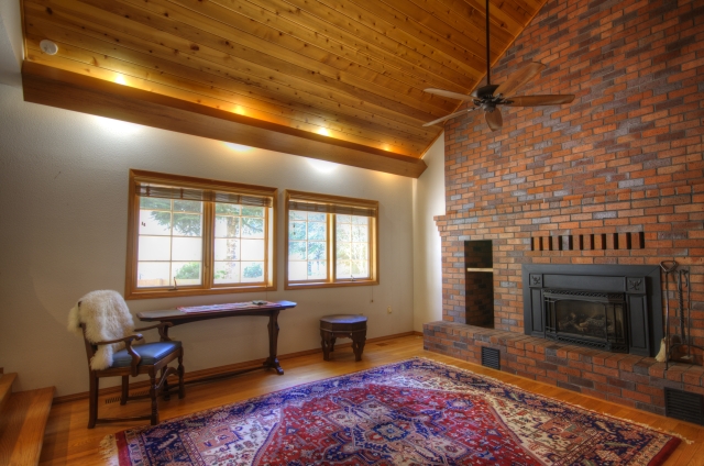 Brick Fireplace with Propane Stove Insert near Rhododendron, Oregon