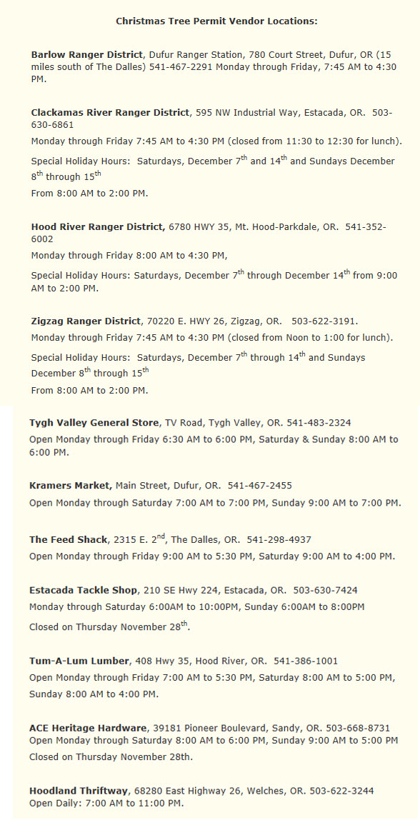 Mt. Hood Christmas Tree Permits