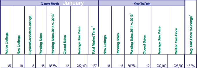 Mt. Hood Real Estate sales for January 2014