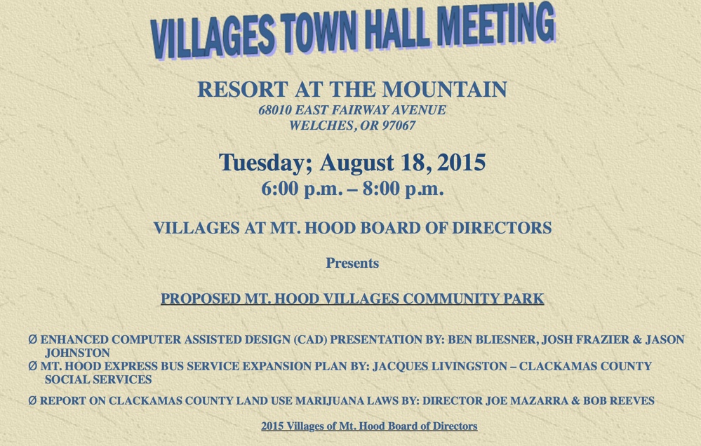 Mt. Hood Villages Meeting