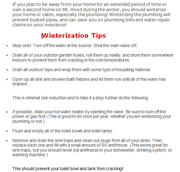 Mt. Hood Winterization Tips