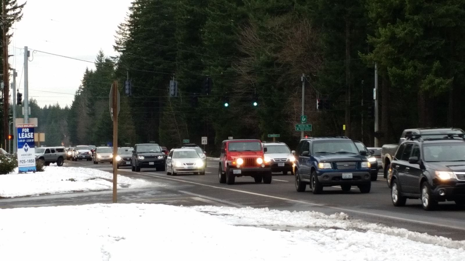 Bumper to Bumper Traffic in Welches Oregon during Holdiay Break 2015