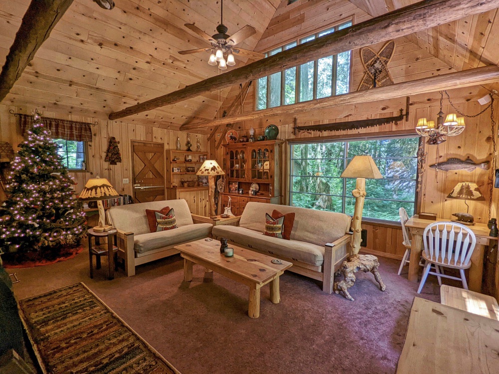 Knotty Pine Interior at this Still Creek Cabin