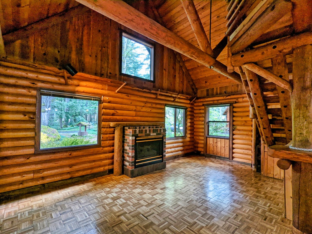 Log Cabin Interior with propane fireplace