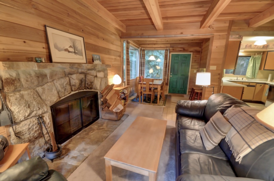 Henry Creek Cabin near Rhododendron with stone fireplace