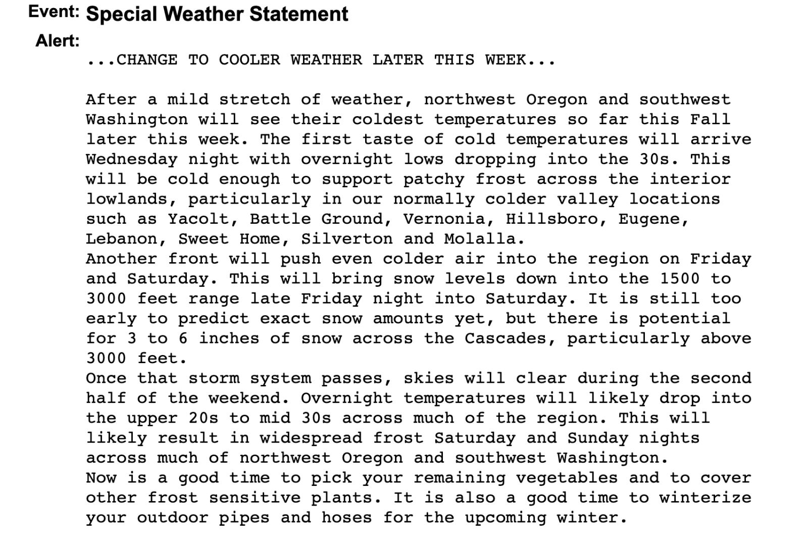 Mt. Hood Weather Turning Cooler This Week