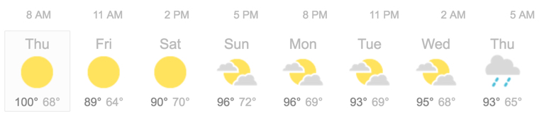 Scorching heat for the Welches Mt. Hood area doesn't show percipitation for another week!