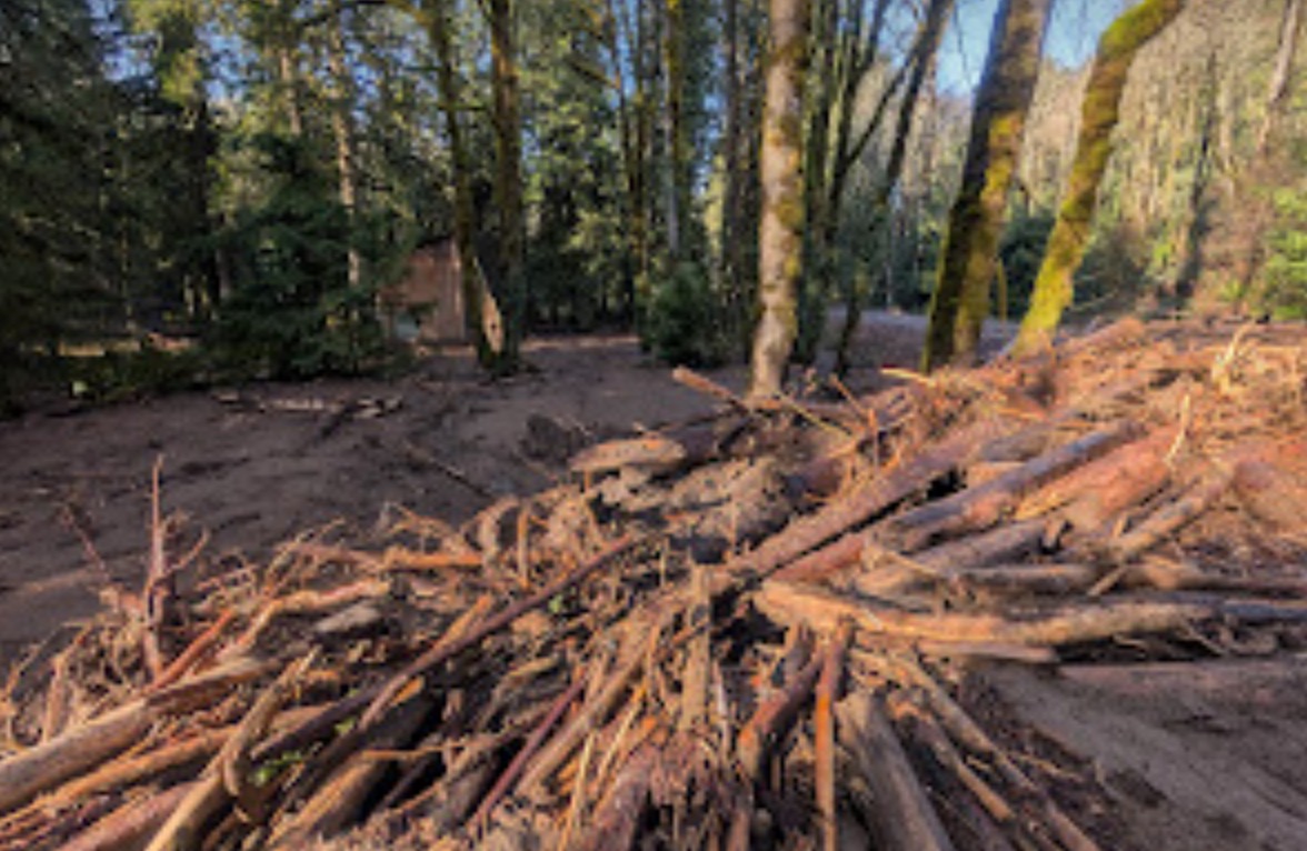Welches Road Debris Flow From Landslide on Mt. Hood