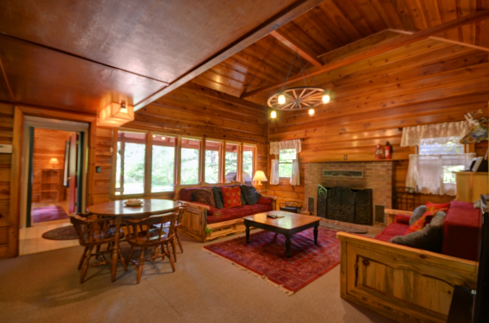 Knotty pine living room in 1935 cabin in Welches Oregon 97067