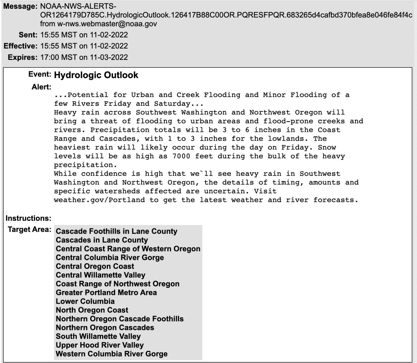 Mt. Hood Hydrologic Outlook